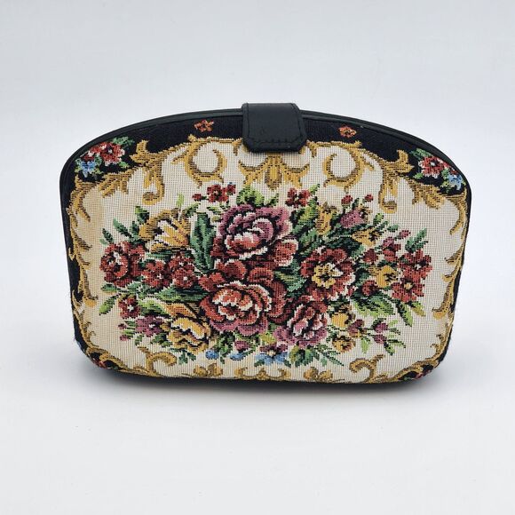 La Regale Vintage Needlepoint Floral Pattern Clutch Bag - Picture 5 of 11